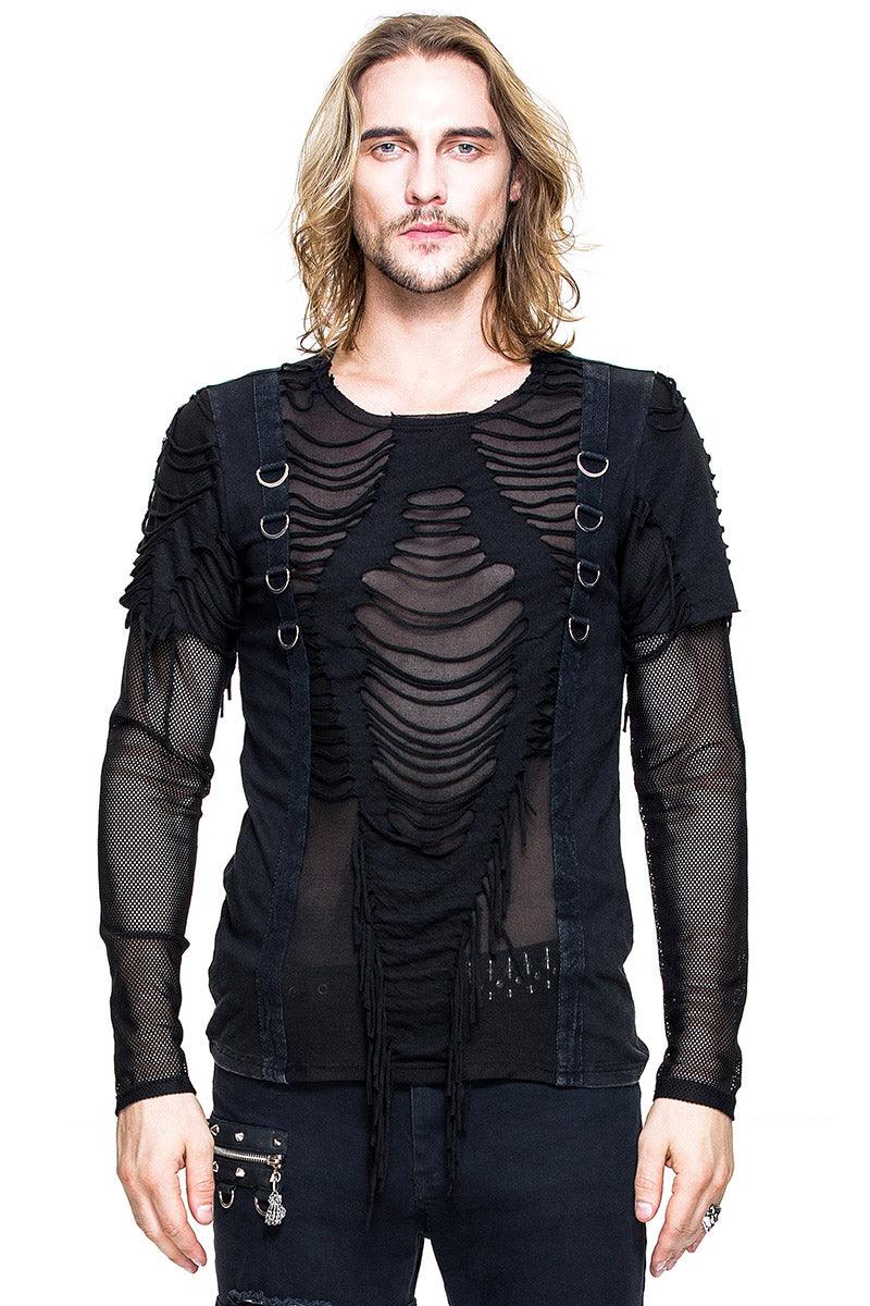 Deathtrap Shredded Tattered Top - mens tops - VampireFreaks - Devil Fashion