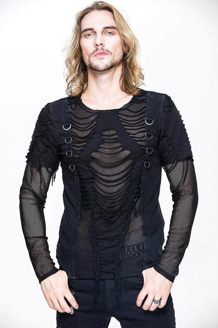 Deathtrap Shredded Tattered Top - mens tops - VampireFreaks - Devil Fashion