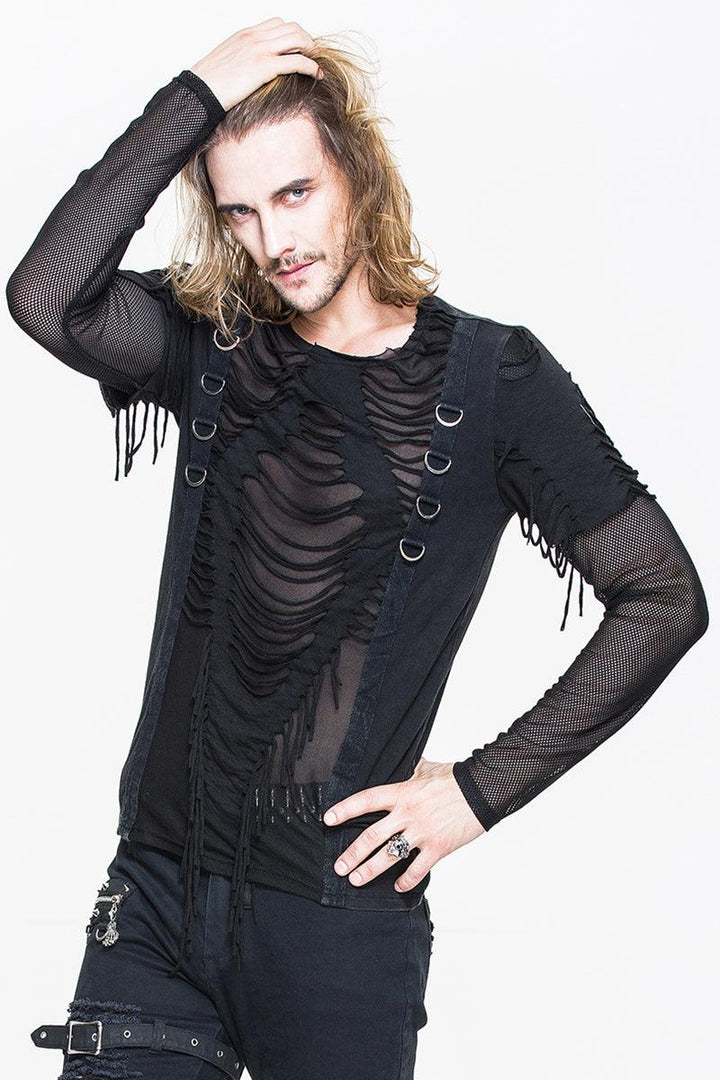 Deathtrap Shredded Tattered Top - mens tops - VampireFreaks - Devil Fashion