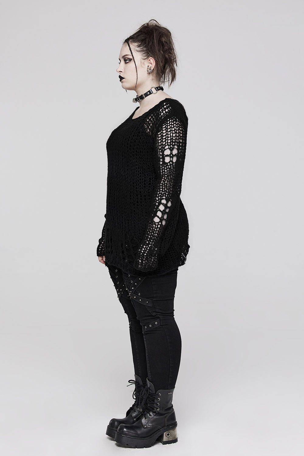 Decayed Distressed Sweater [BLACK] - womens tops - VampireFreaks - Punk Rave