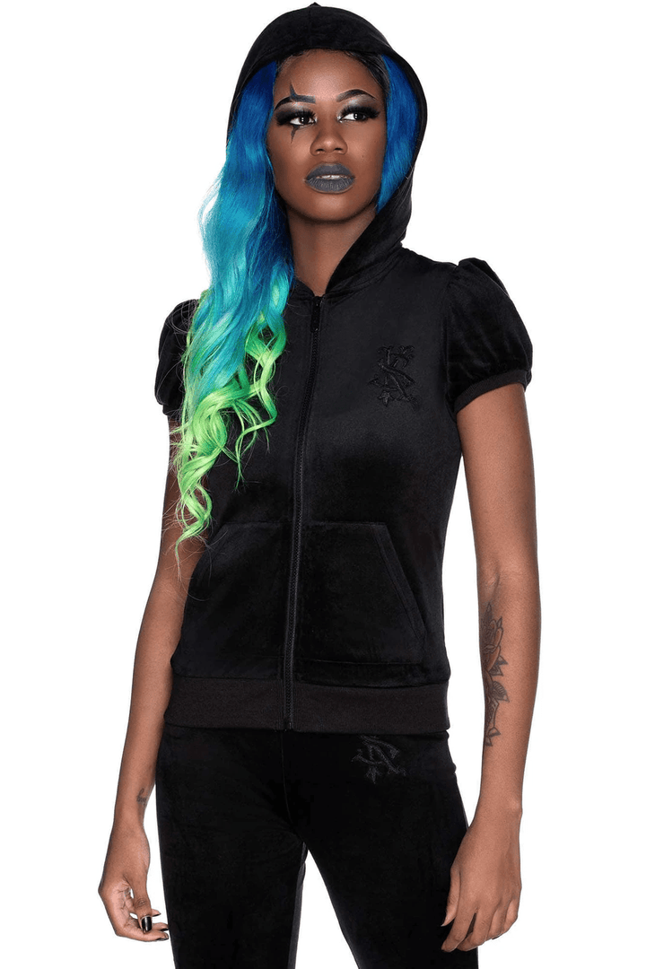 Dee - Lux Velvet Hoodie [B] - womens outerwear - VampireFreaks - Killstar