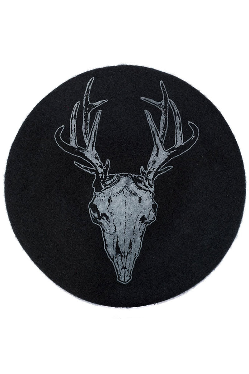 Deer Skull Black Beret - hats & scarves & headwear - VampireFreaks - Kreepsville