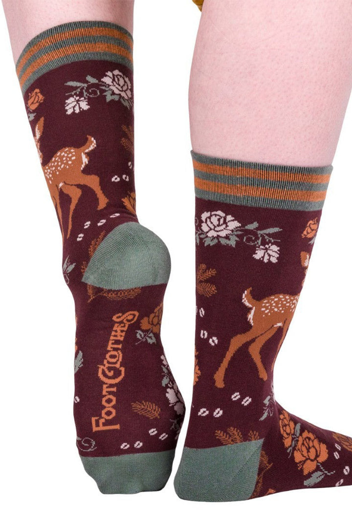 autumn flower burgundy socks