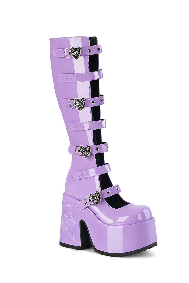 pastel purple platform boots