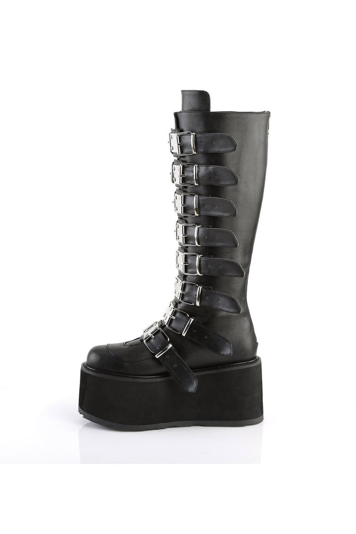 Queen of the DAMNED-318 Boots [Black Vegan Leather]
