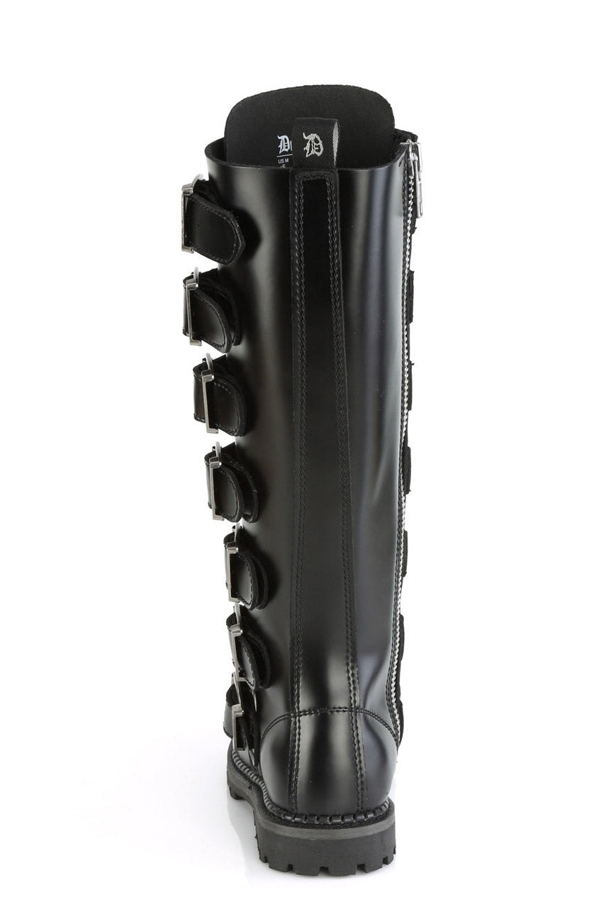 demonia buckled unisex genuine leather gothic buckled knee high boots