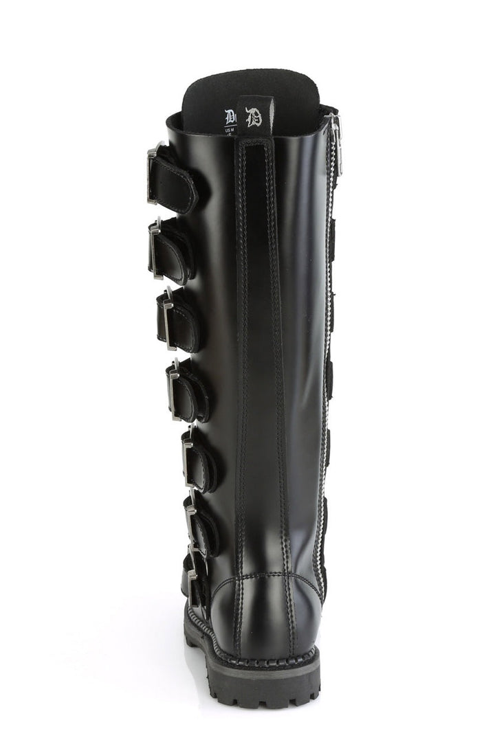demonia buckled unisex genuine leather gothic buckled knee high boots