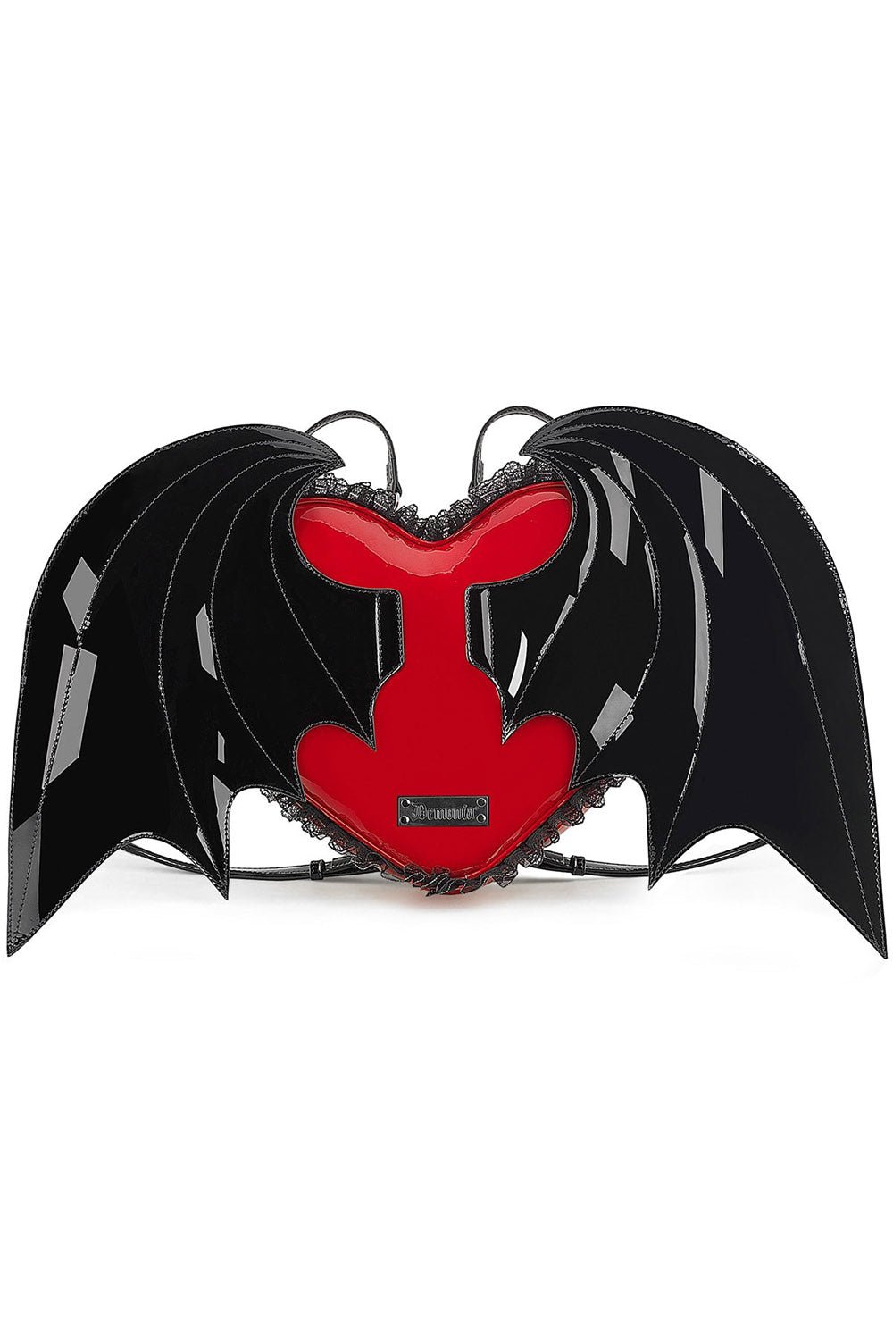 Demonia Patent Heart Batwing Backpack - bags & wallets - VampireFreaks - Demonia