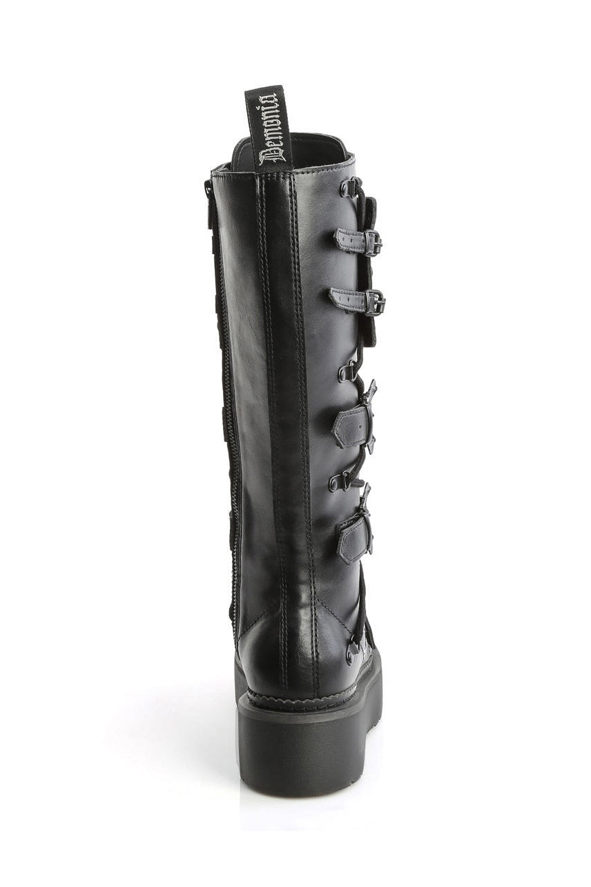 spiked gothic bat buckle combat boots by demonia