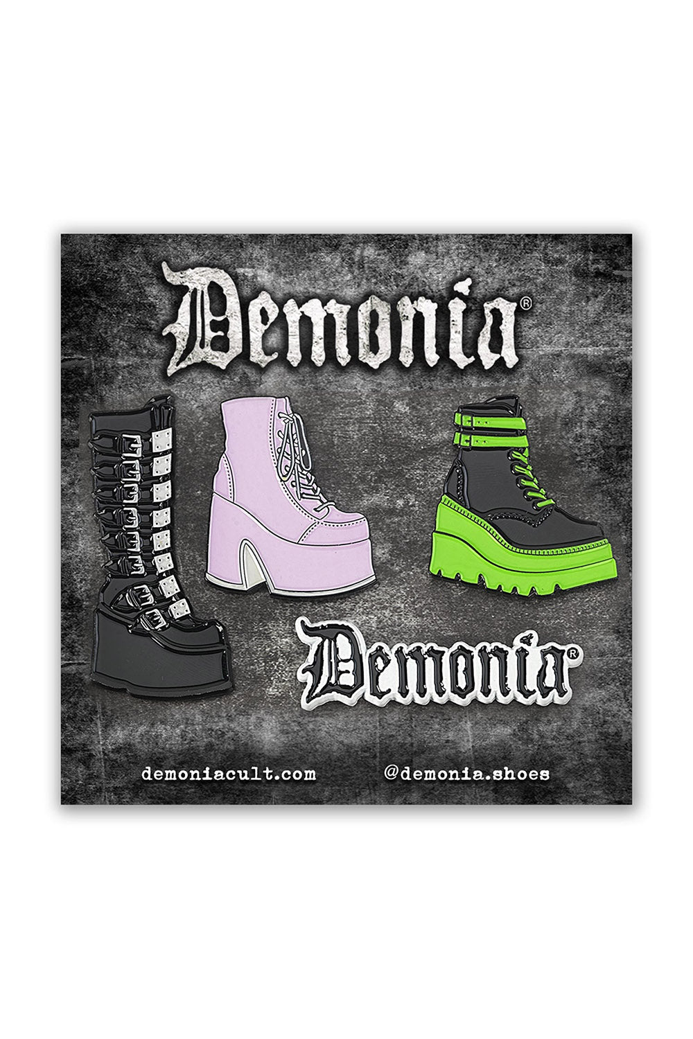 Demonia Shoes Multi Pack Enamel Pin Set - pins & patches - VampireFreaks - Demonia