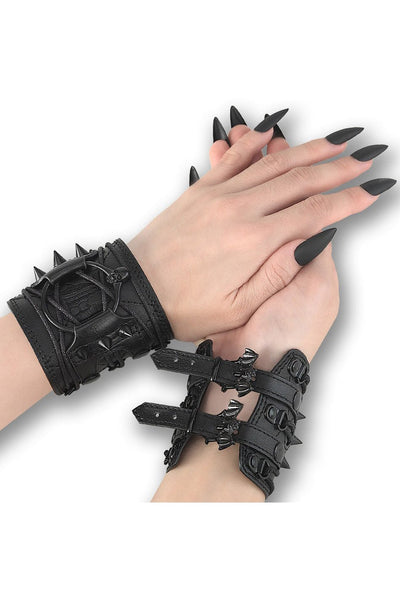 Dark Aesthetic Crow And Rose Adjustable Wristband Punk Elegant Metal