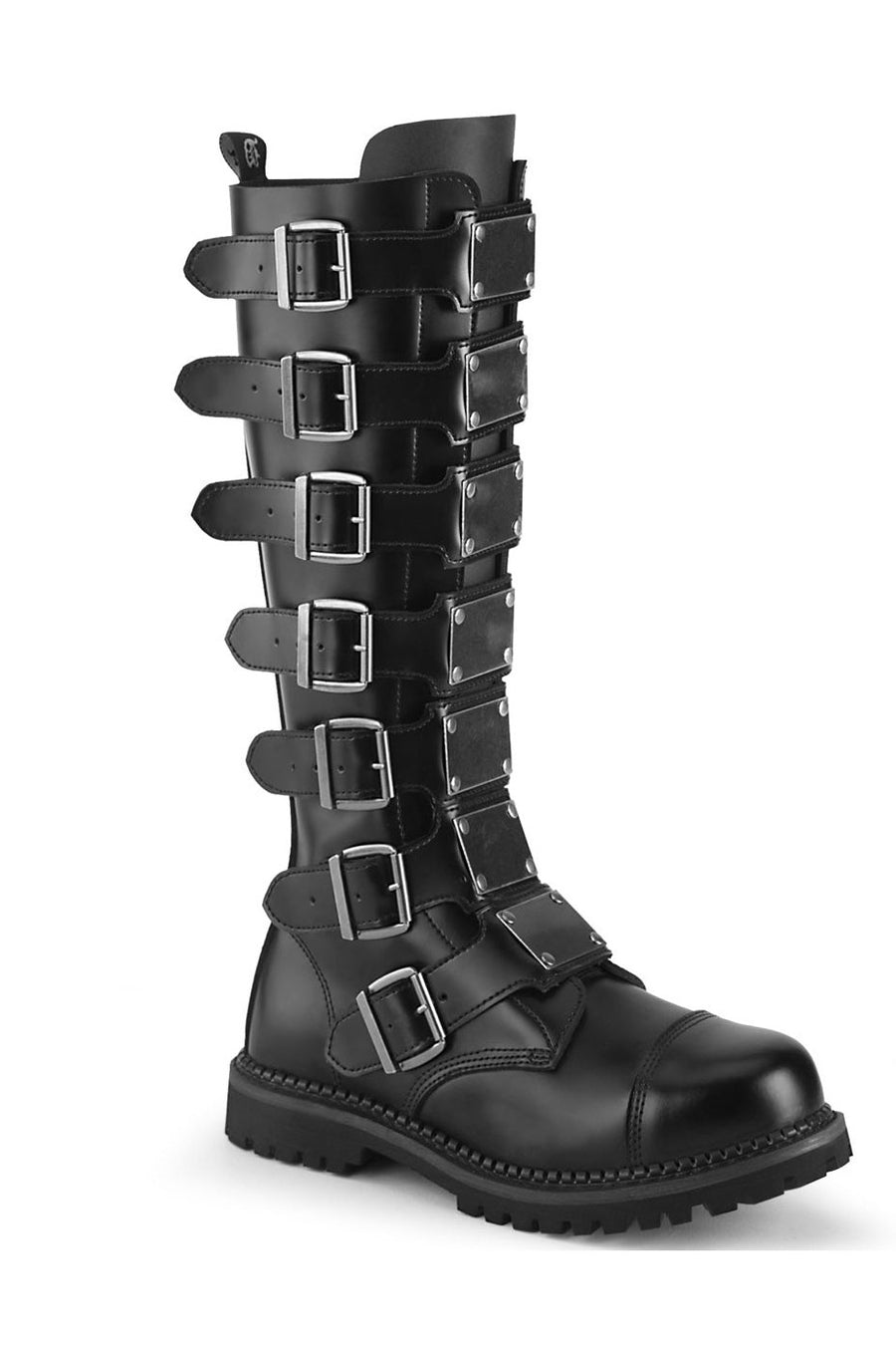 gothic buckled knee high boots