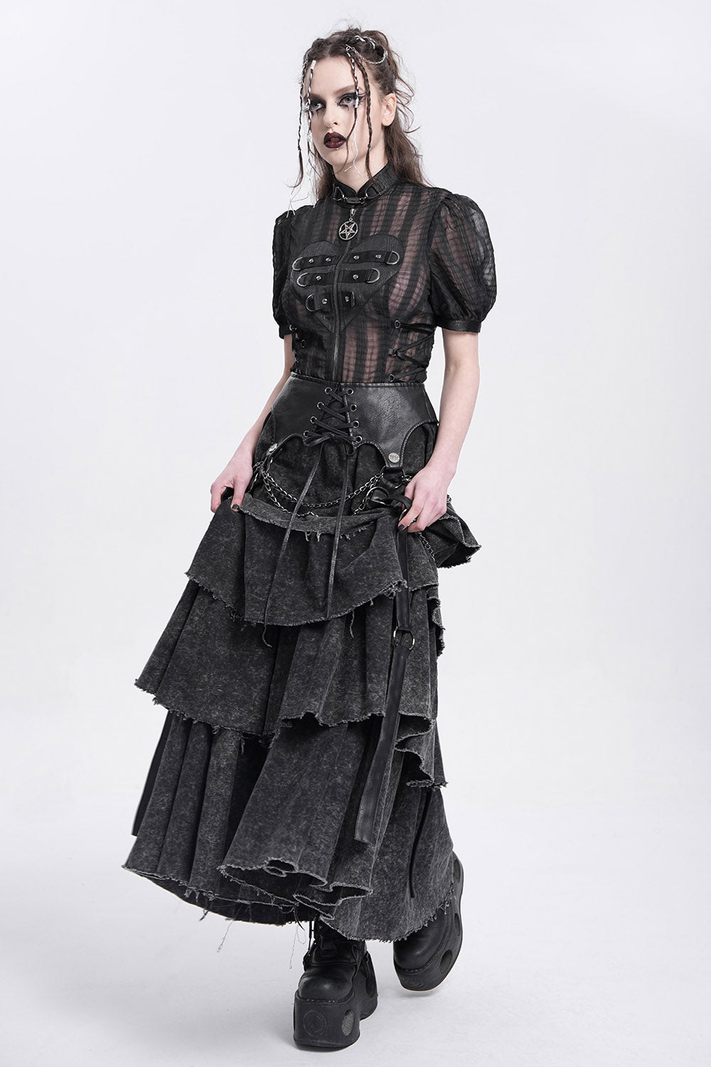 Swashbuckle Layered Lace-Up Skirt