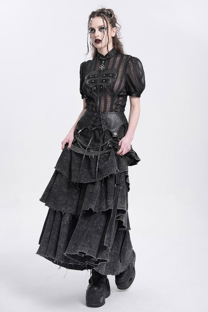 Swashbuckle Layered Lace-Up Skirt