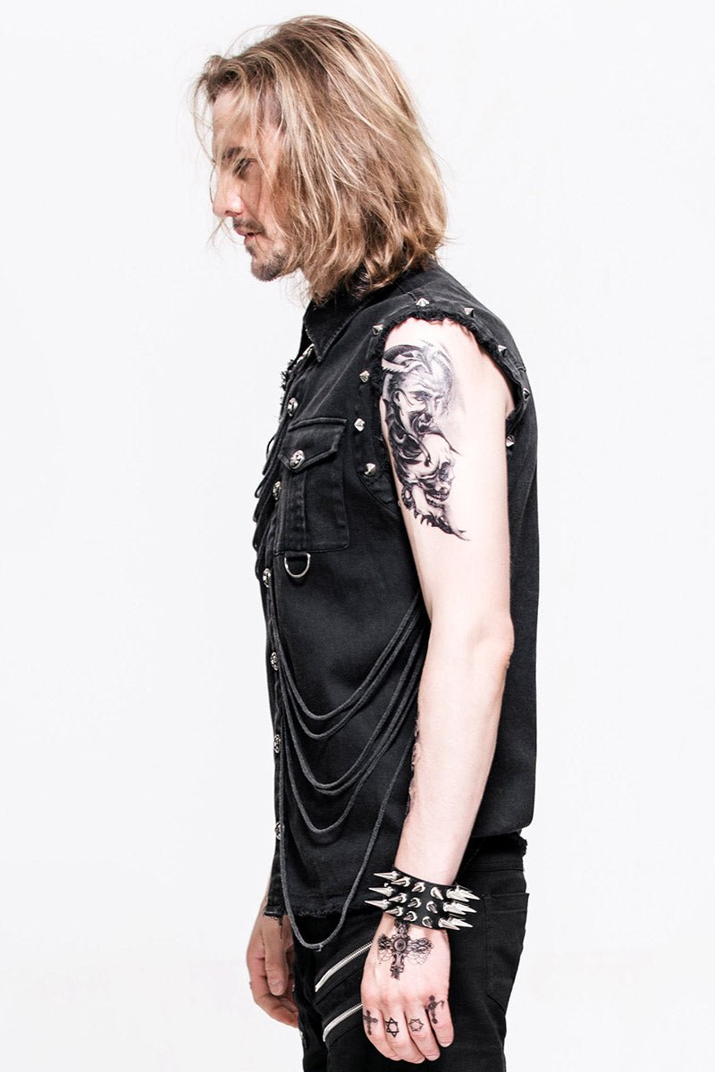 Denim Destruktor Vest - mens tops - VampireFreaks - Devil Fashion