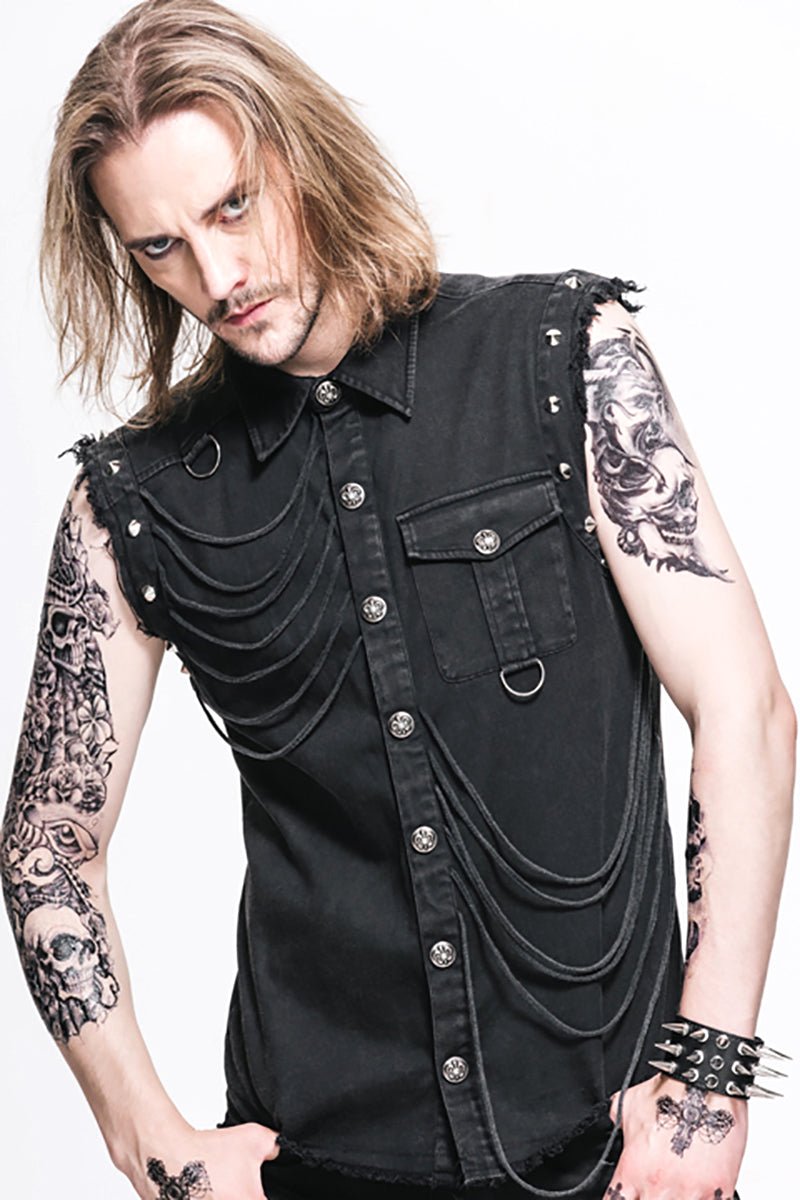 Denim Destruktor Vest - mens tops - VampireFreaks - Devil Fashion