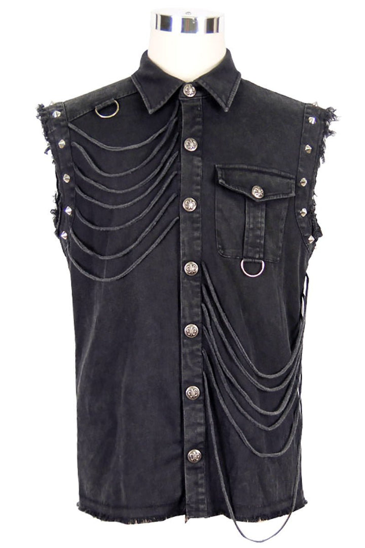 Denim Destruktor Vest - mens tops - VampireFreaks - Devil Fashion