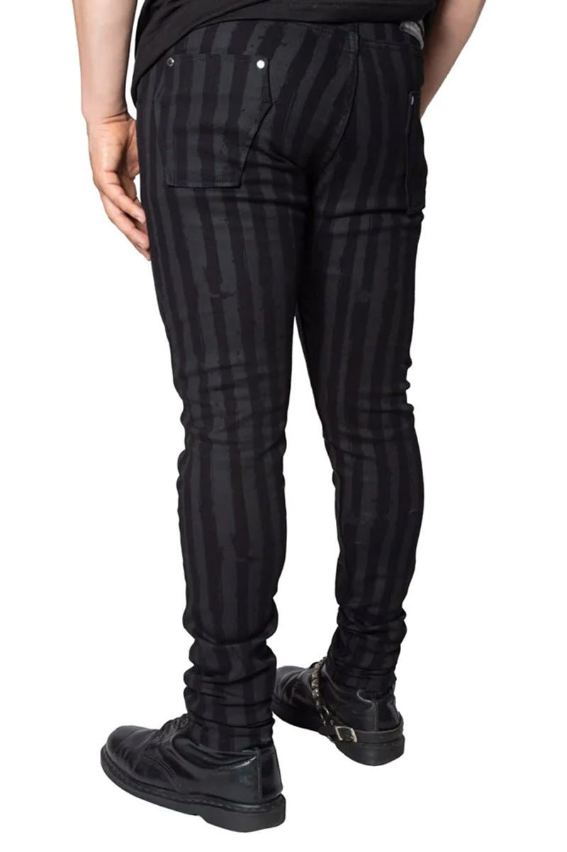 Destroyer Skinny Grey Stripe Jeans - mens pants - VampireFreaks - Kreepsville