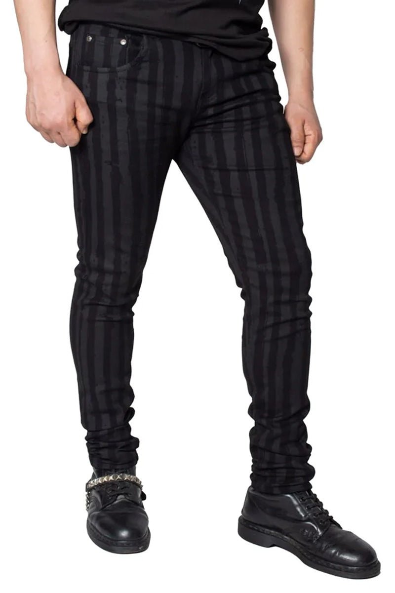 Destroyer Skinny Grey Stripe Jeans - mens pants - VampireFreaks - Kreepsville