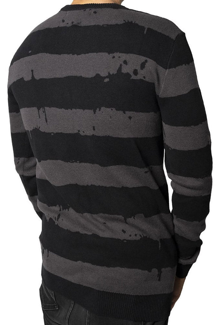 Destroyer Stripe Gray Sweater - mens outerwear - VampireFreaks - Kreepsville