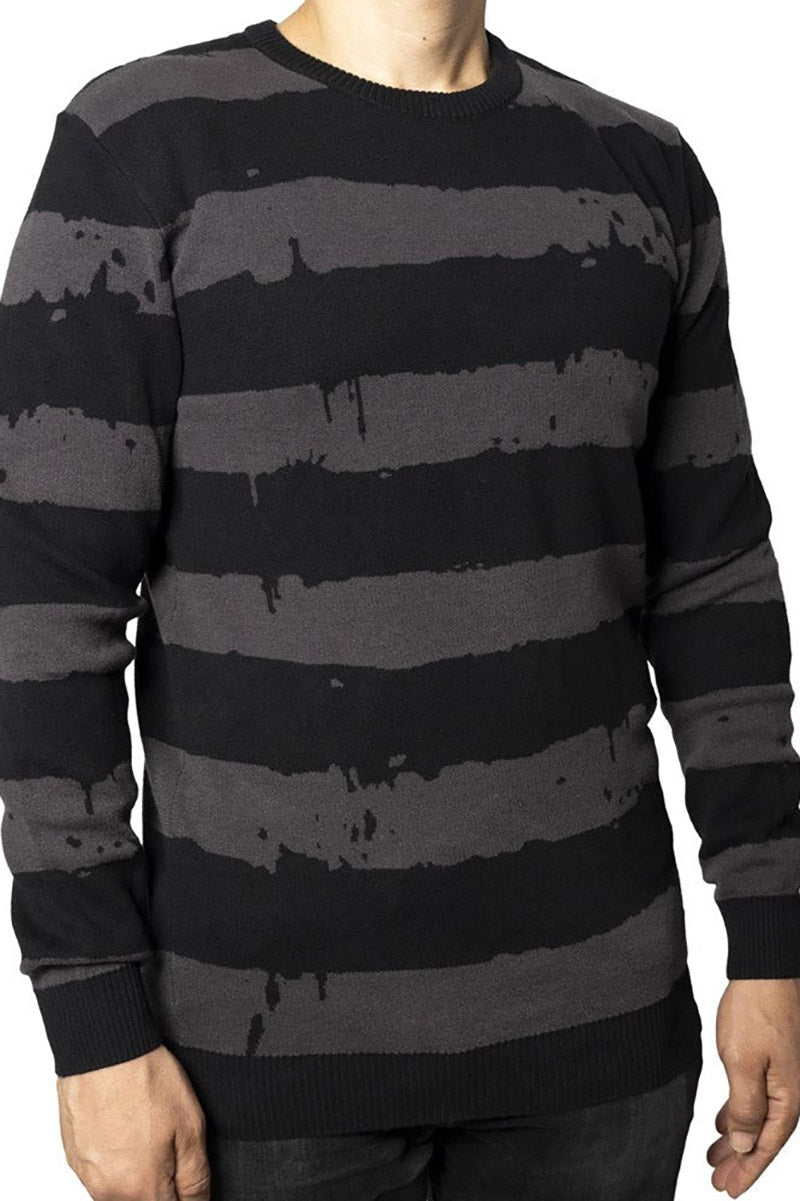 Destroyer Stripe Gray Sweater - mens outerwear - VampireFreaks - Kreepsville