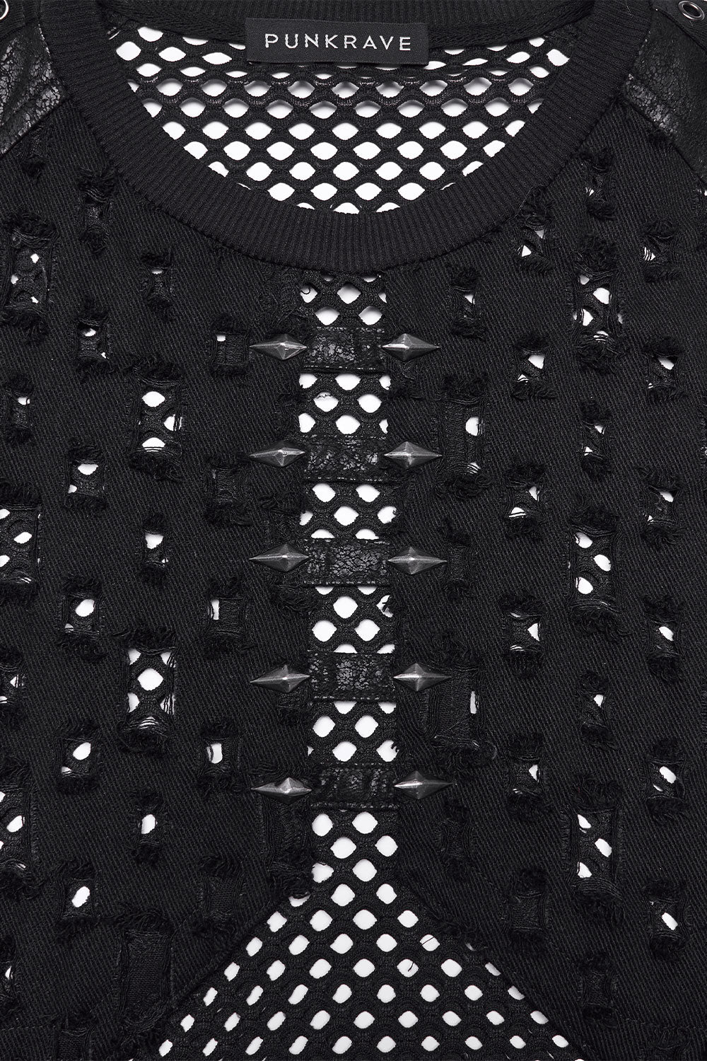 modern industrial punk fashion mens fishnet tank top