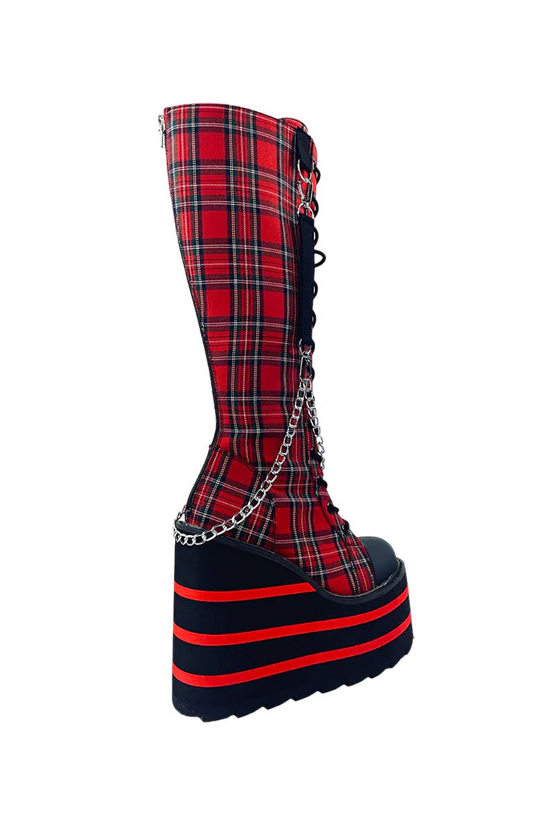 Detention BNDG Platform Sneakers [RED PLAID] - womens shoes - VampireFreaks - YRU