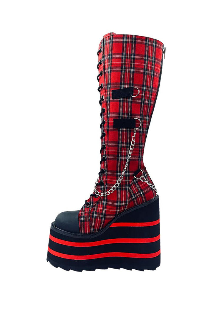 Detention BNDG Platform Sneakers [RED PLAID] - womens shoes - VampireFreaks - YRU