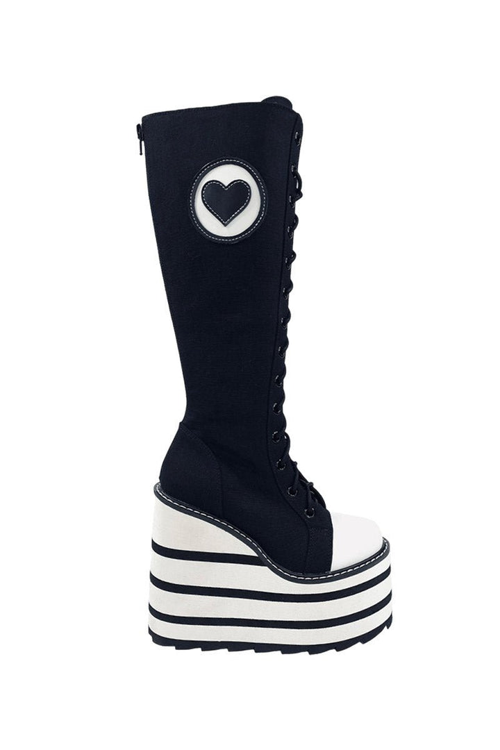 Detention Heart Platform Boots [BLACK/WHITE] - womens shoes - VampireFreaks - YRU