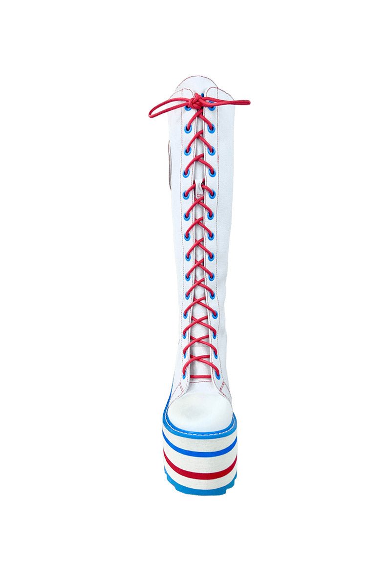 Detention Hello Kitty Platform Boots [White/Red/Blue] – VampireFreaks