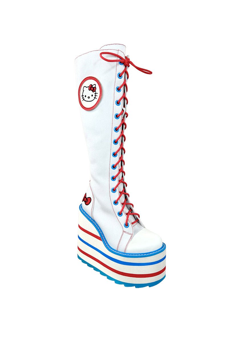 Detention Hello Kitty Platform Boots [White/Red/Blue] - womens shoes - VampireFreaks - YRU