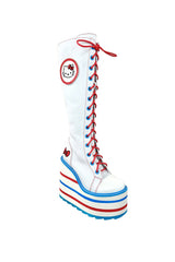 Detention Hello Kitty Platform Boots [White/Red/Blue] - womens shoes - VampireFreaks - YRU