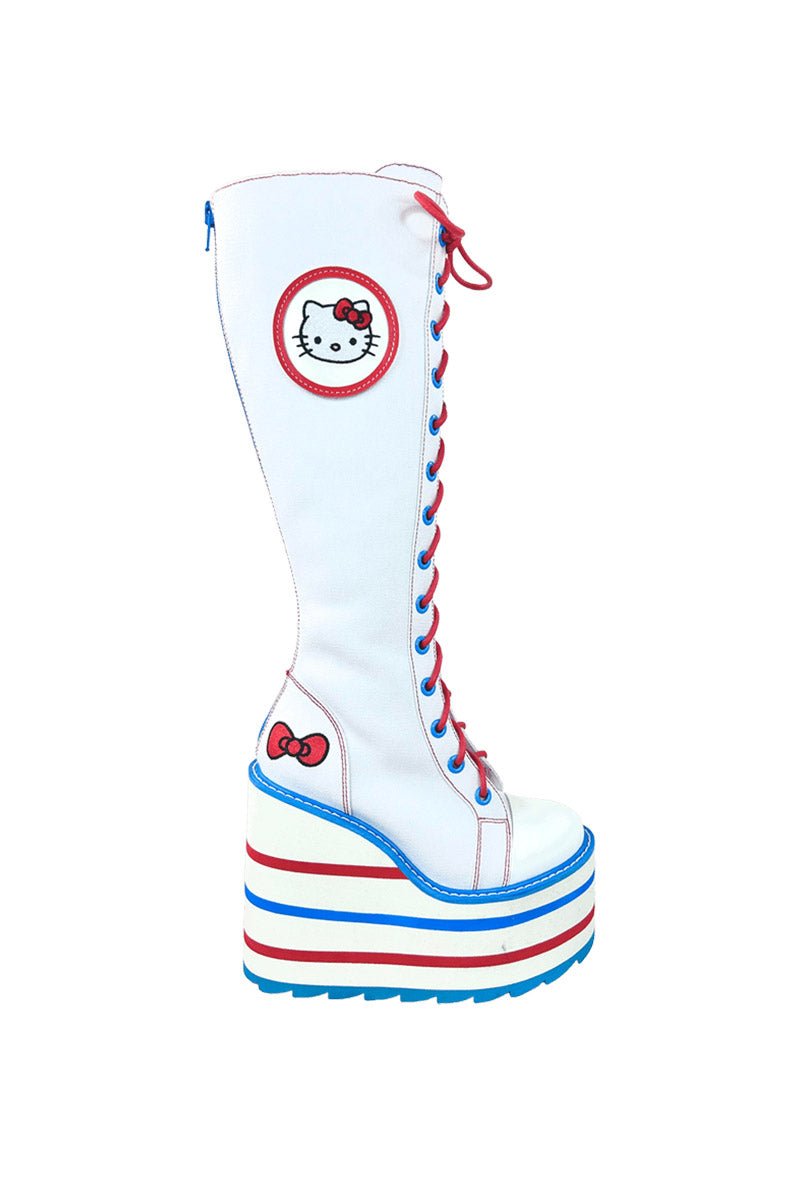 Detention Hello Kitty Platform Boots [White/Red/Blue] - womens shoes - VampireFreaks - YRU