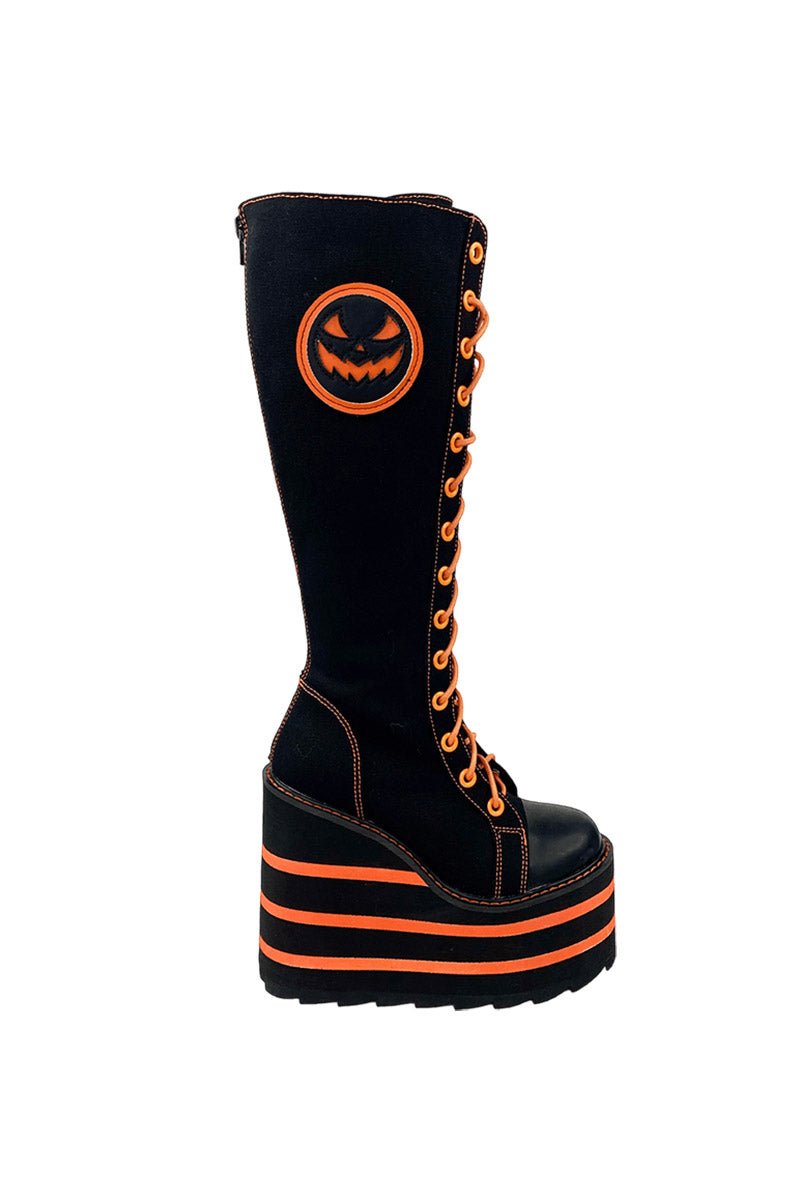 Detention Jackolantern Platforms [BLACK/ORANGE] - womens shoes - VampireFreaks - YRU