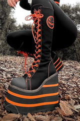 Detention Jackolantern Platforms [BLACK/ORANGE] - womens shoes - VampireFreaks - YRU