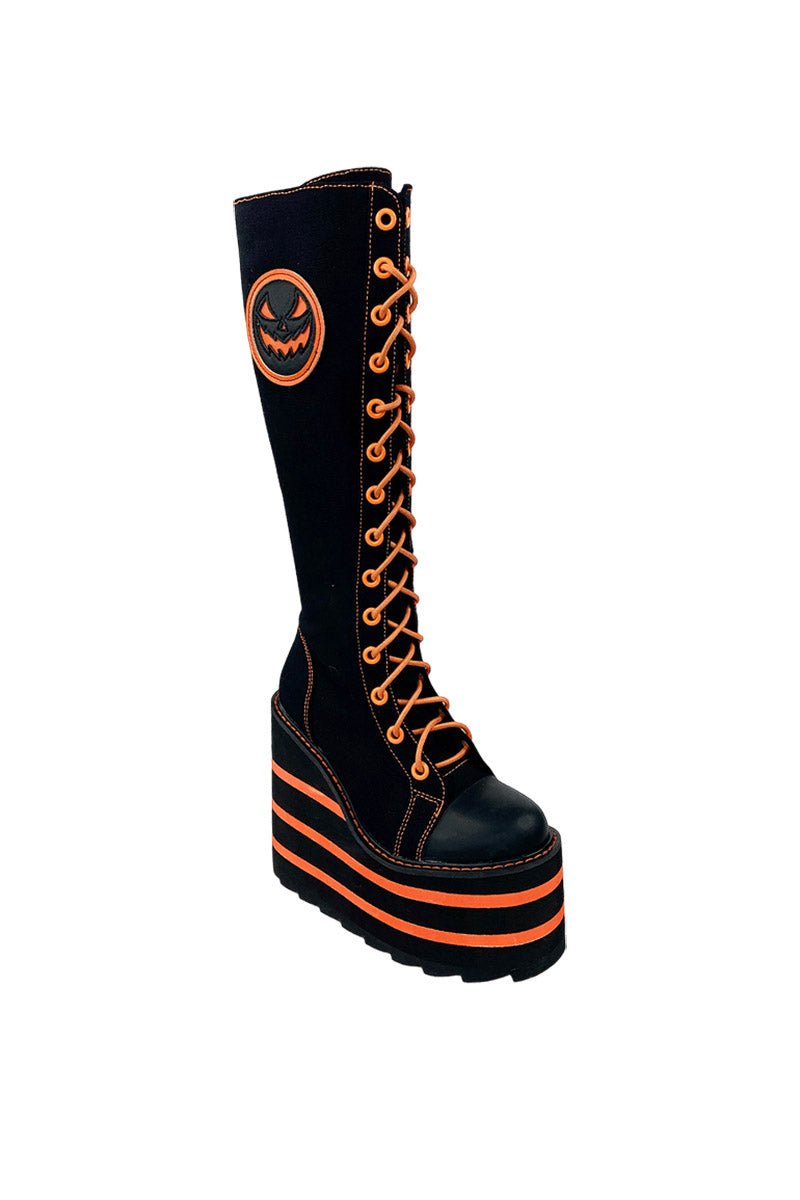 Detention Jackolantern Platforms [BLACK/ORANGE] - womens shoes - VampireFreaks - YRU