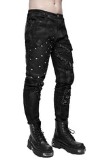 mens shredded stitched jeans