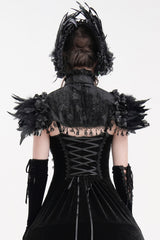 cropped feathered gothic capelet 