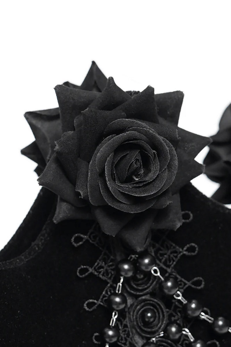 embroidered black rose flower bag 