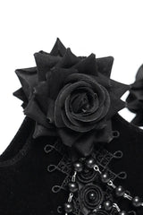 embroidered black rose flower bag 