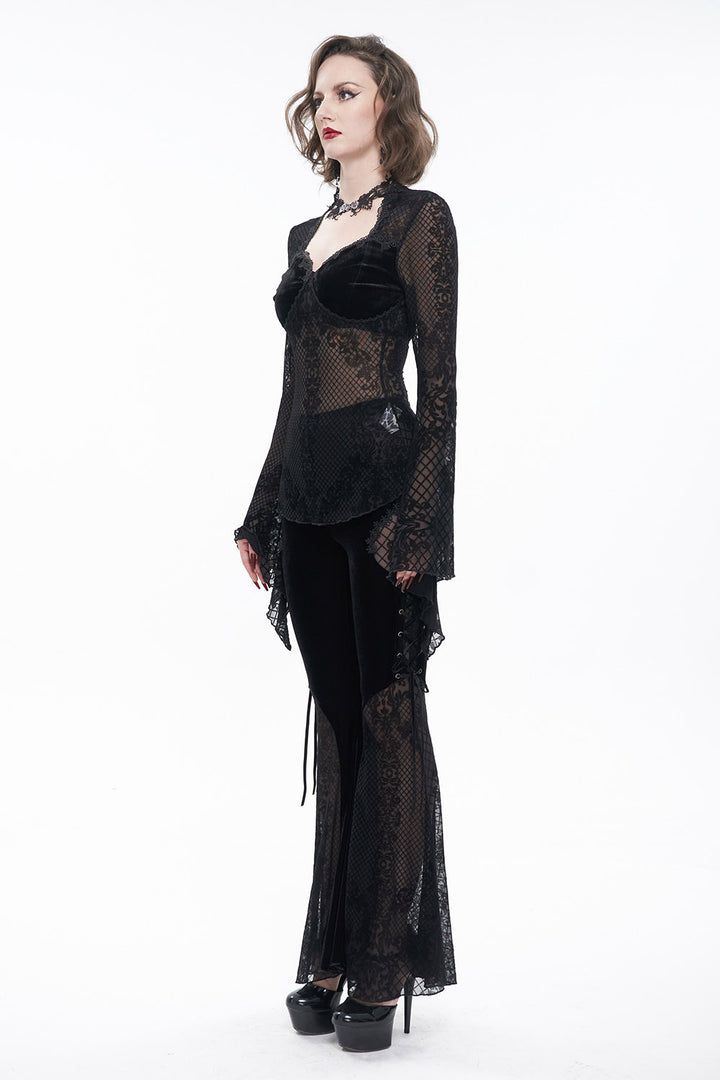 gothic blouse with attached lace collar necklace