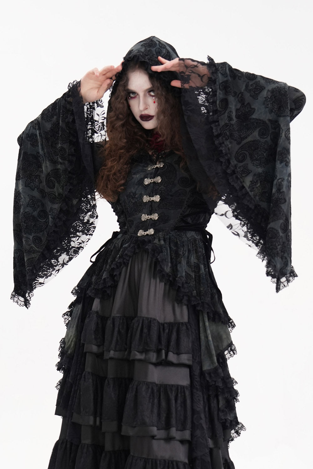 womens romantic goth high low hem cloak