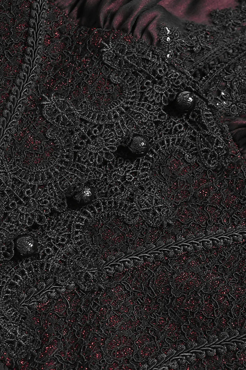 buttoned romantic lace-up vampire goth top by devil fashion