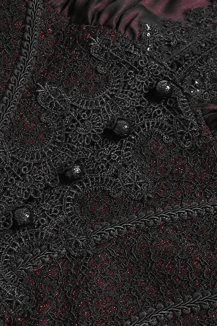 buttoned romantic lace-up vampire goth top by devil fashion