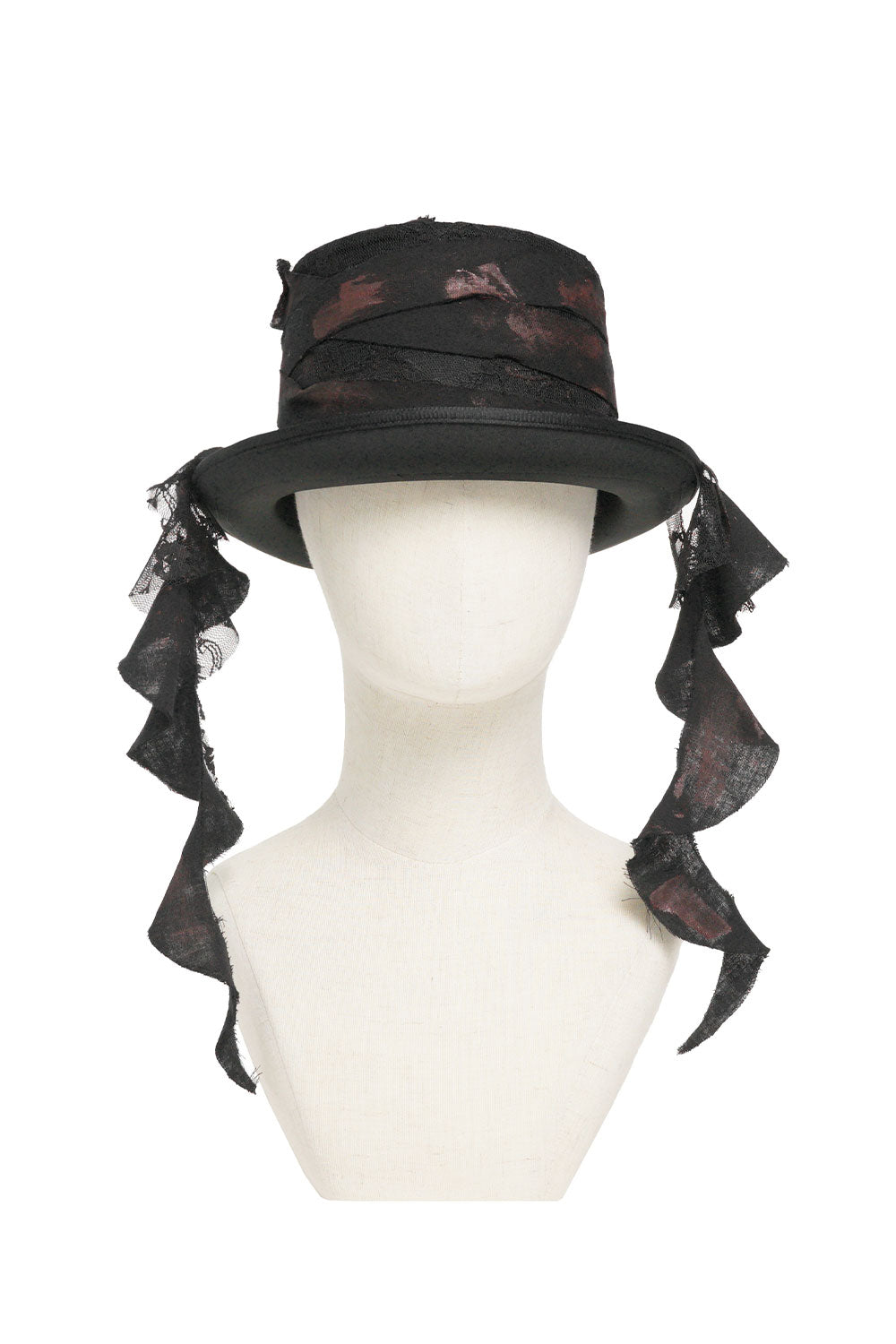Devil Fashion mens top hat in black with red painted accents