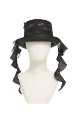 Devil Fashion mens top hat in black with red painted accents