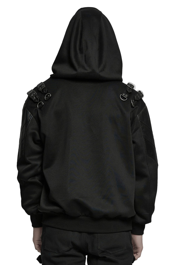 high collar mens techwear hoodie