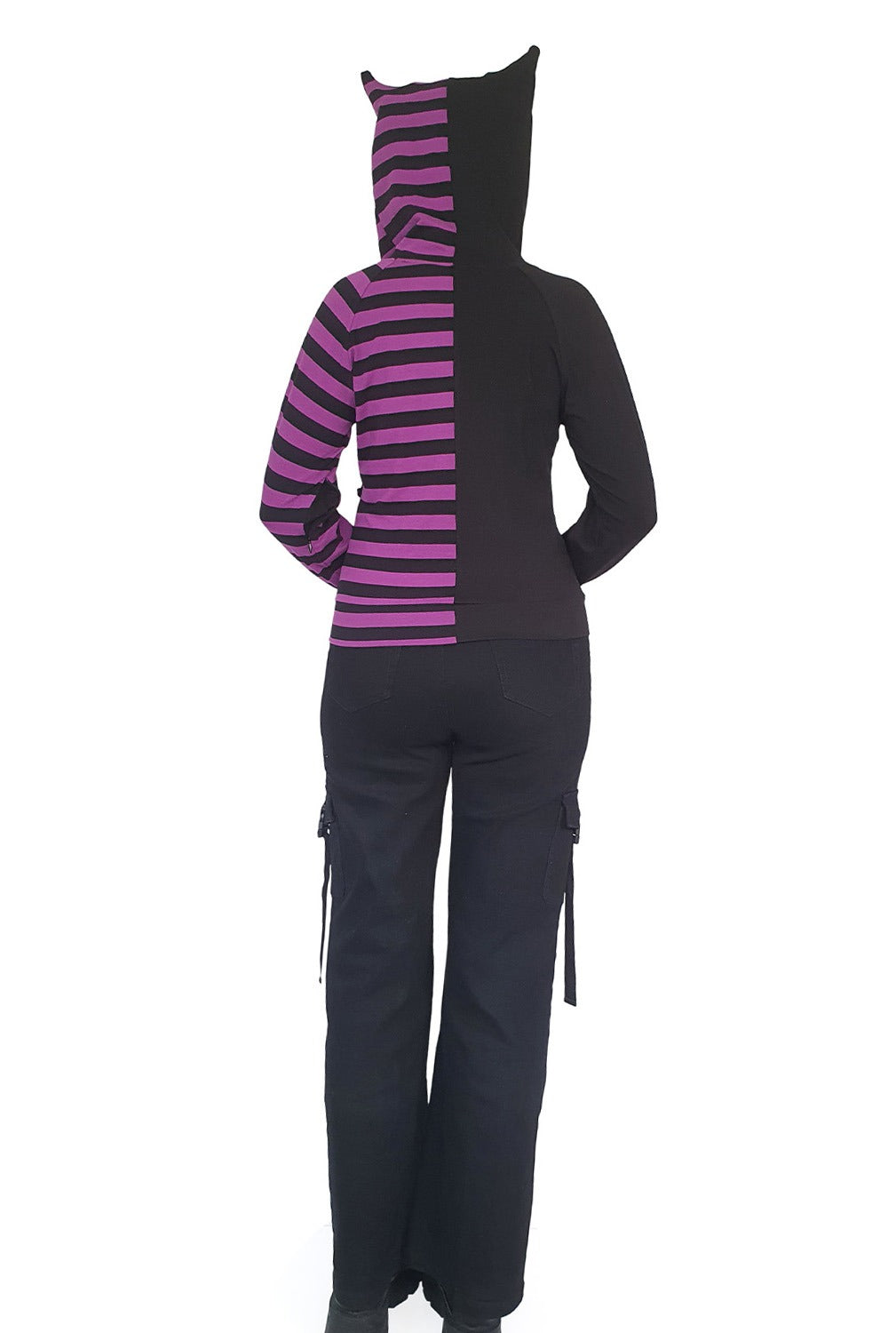 Shiori Half and Half  Hoodie [BLACK/PURPLE]