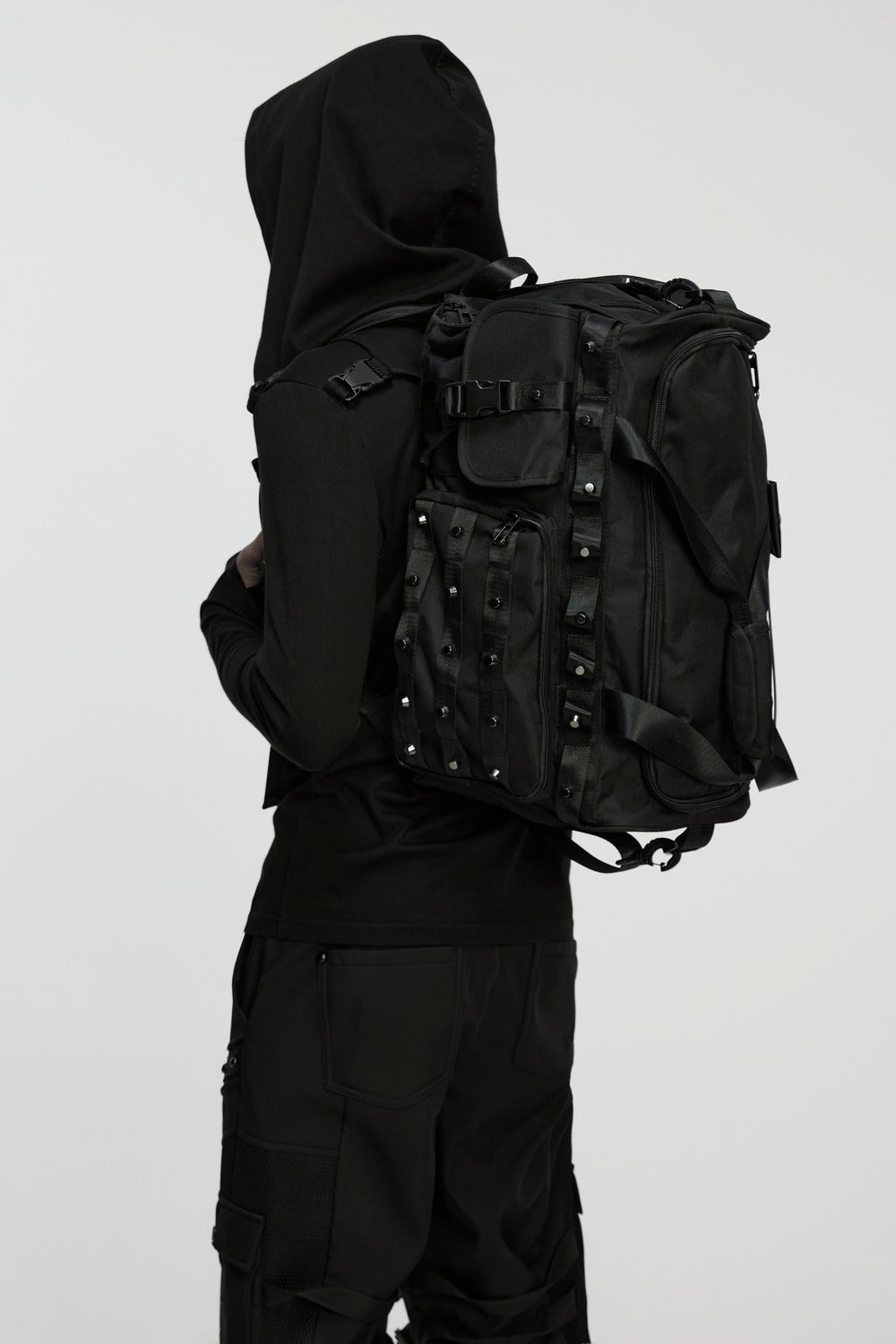 black rugged tactical duffel bag