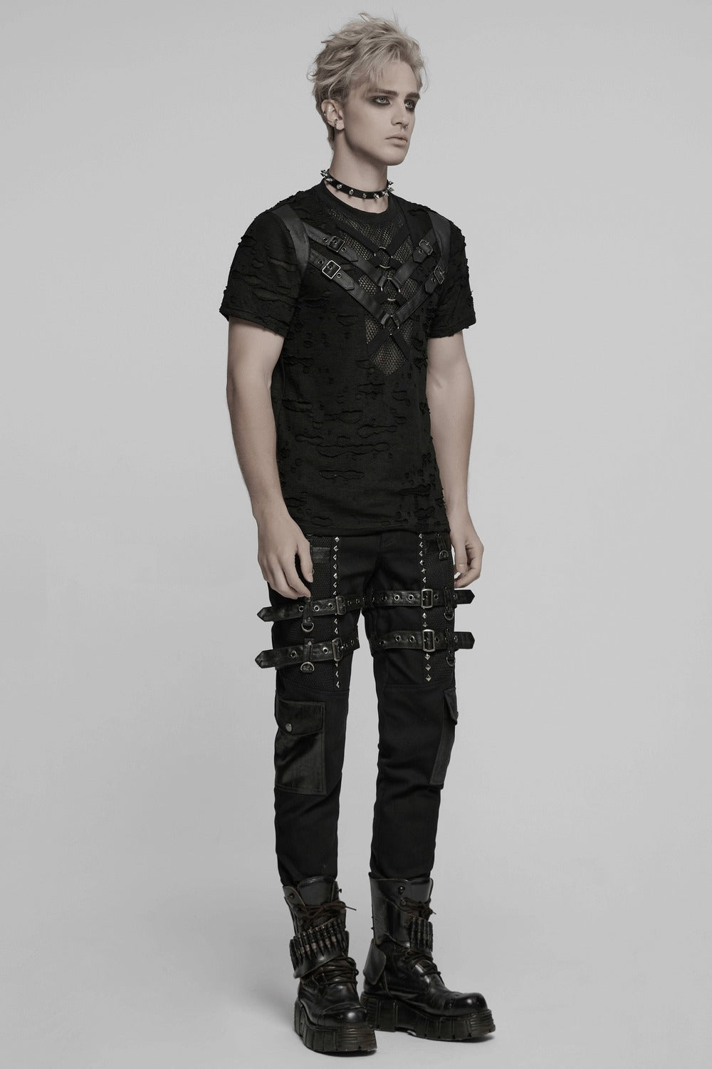 mens short sleeve gothic tshirt wikth o-ring hardwware